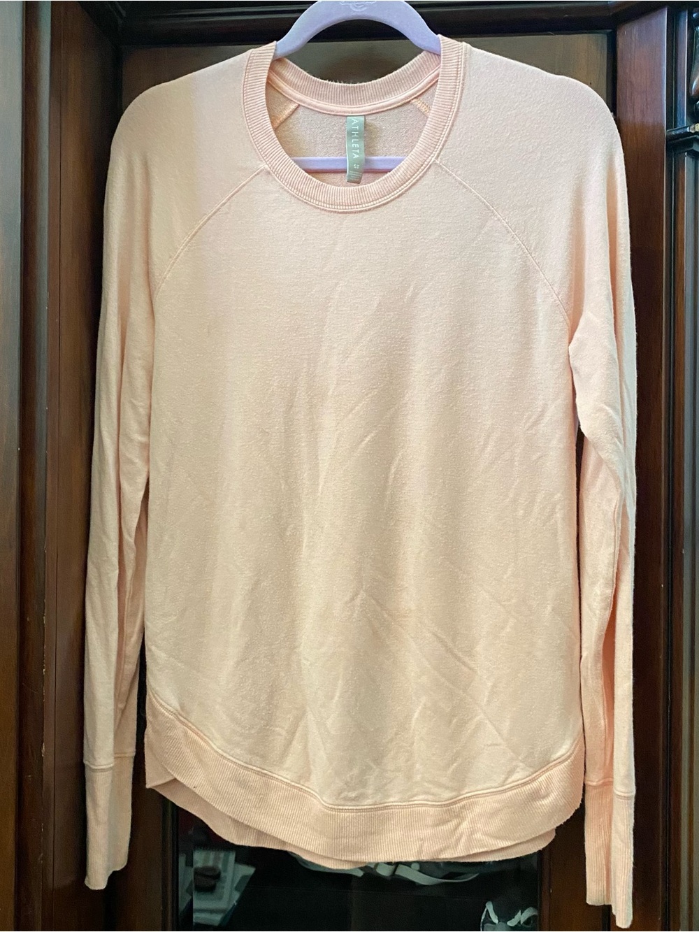 Athleta Peach Long Sleeve Top size ST Small Tall Lightweight Athleisure Workout